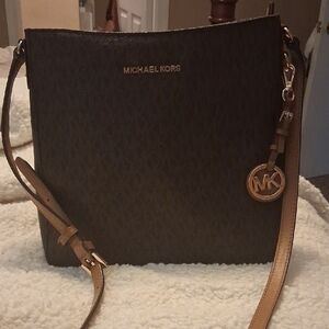 Michael Kors Brown Saffiano Leather Crossbody Bag